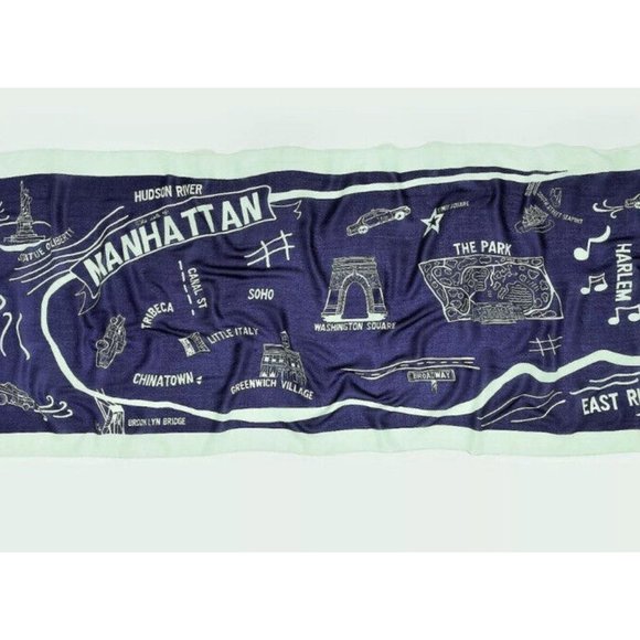 NWT J.Crew Factory Manhattan New York NY City Scarf Purple & Mint - Picture 1 of 7